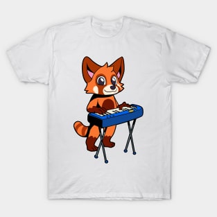 Cartoon red panda plays keyboard T-Shirt